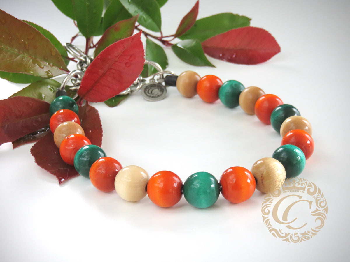 Dog collar Orange Mint Maxi | handmade dog collar | collarcrafts | dogcollar | halsband | dogcollar | collar | hondenhalsband | hondenband | Kattenhalsband | bead dog collars | cat mood collar | beaded dog collar | beaded dog collars | wooden bead dog collars | alu max com dog collars | beaded collars for dogs | rainbow dog collars | collarcrafts