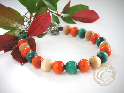 Dog collar Orange Mint Maxi | handmade dog collar | collarcrafts | dogcollar | halsband | dogcollar | collar | hondenhalsband | hondenband | Kattenhalsband | bead dog collars | cat mood collar | beaded dog collar | beaded dog collars | wooden bead dog collars | alu max com dog collars | beaded collars for dogs | rainbow dog collars | collarcrafts