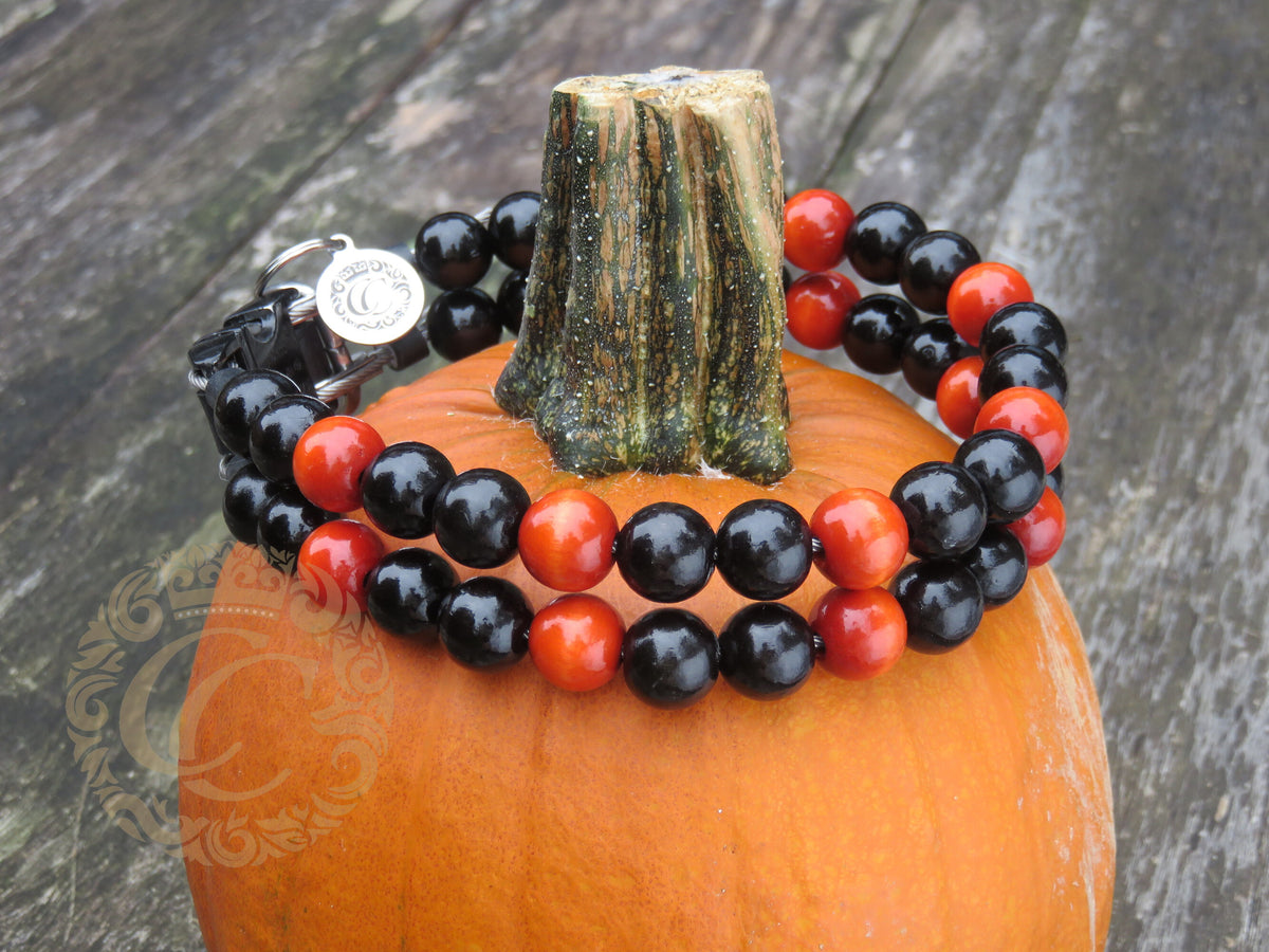 Dog collar Double Midi Pumpkin | Dog Collars | Cat Collars | CollarCrafts | dogcollar | collar | hondenband | Kattenhalsband | bead dog collars | cat mood collar | beaded dog collar | beaded dog collars | wooden bead dog collars | alu max com dog collars | beaded collars for dogs | rainbow dog collars