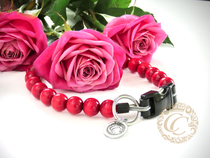 Dog collar Red Mini | Dog Collars | Cat Collars | CollarCrafts | dogcollar | collar | hondenhalsband | hondenhalsband | Kattenhalsband | bead dog collars | cat mood collar | beaded dog collar | beaded dog collars | wooden bead dog collars | alumax dog collars | beaded collars for dogs | red dog collars | collarcrafts