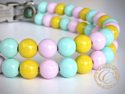 Dog collar Spring Bunny | Luxury Dog Collars | Pink Turquoise Yellow dog Collars | CollarCrafts | dogcollar | collar | honden halsband | Buckle dog collar | bead dog collars | Luxury dog collar | Easter dog collar | beaded dog collars | Unbreakable dog necklace collars | alu max com dog collars | beaded collars for dogs | Spring dog collars
