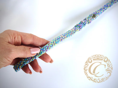 Dog leash for small & medium dogs Rainbow Pony Mini | collarcrafts leash handmade | dogleash | leash paracord | hondenleiband | leiband | dog leash small dog | cat leash | mini dog leash | Purple Green Blue Dog Leash