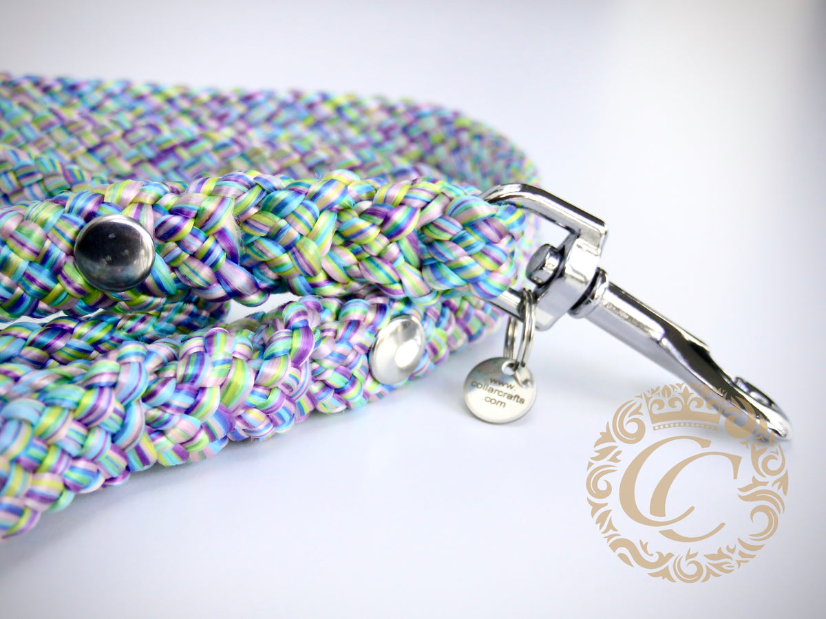 Dog leash for small & medium dogs Rainbow Pony Mini | collarcrafts leash handmade | dogleash | leash paracord | hondenleiband | leiband | dog leash small dog | cat leash | mini dog leash | Purple Green Blue Dog Leash