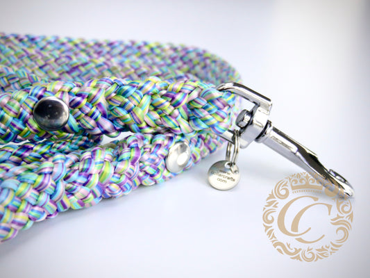 Dog leash for small & medium dogs Rainbow Pony Mini | collarcrafts leash handmade | dogleash | leash paracord | hondenleiband | leiband | dog leash small dog | cat leash | mini dog leash | Purple Green Blue Dog Leash