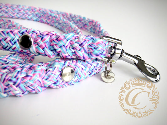Dog leash for small & medium dogs Unicorn Mini | collarcrafts leash handmade | dogleash | leash paracord | hondenleiband | leiband | dog leash small dog | cat leash | mini dog leash | Purple Turquoise Dog Leash