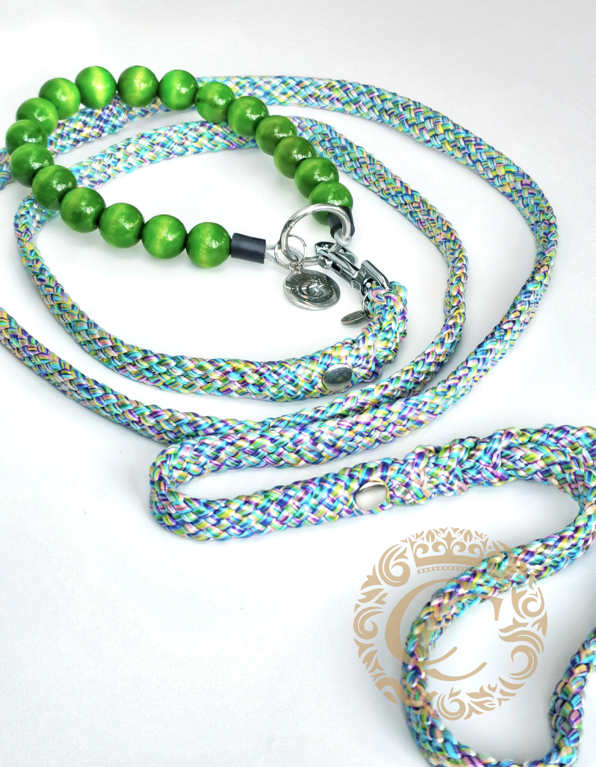 Dog leash for small & medium dogs Rainbow Pony Mini | collarcrafts leash handmade | dogleash | leash paracord | hondenleiband | leiband | dog leash small dog | cat leash | mini dog leash | Purple Green Blue Dog Leash