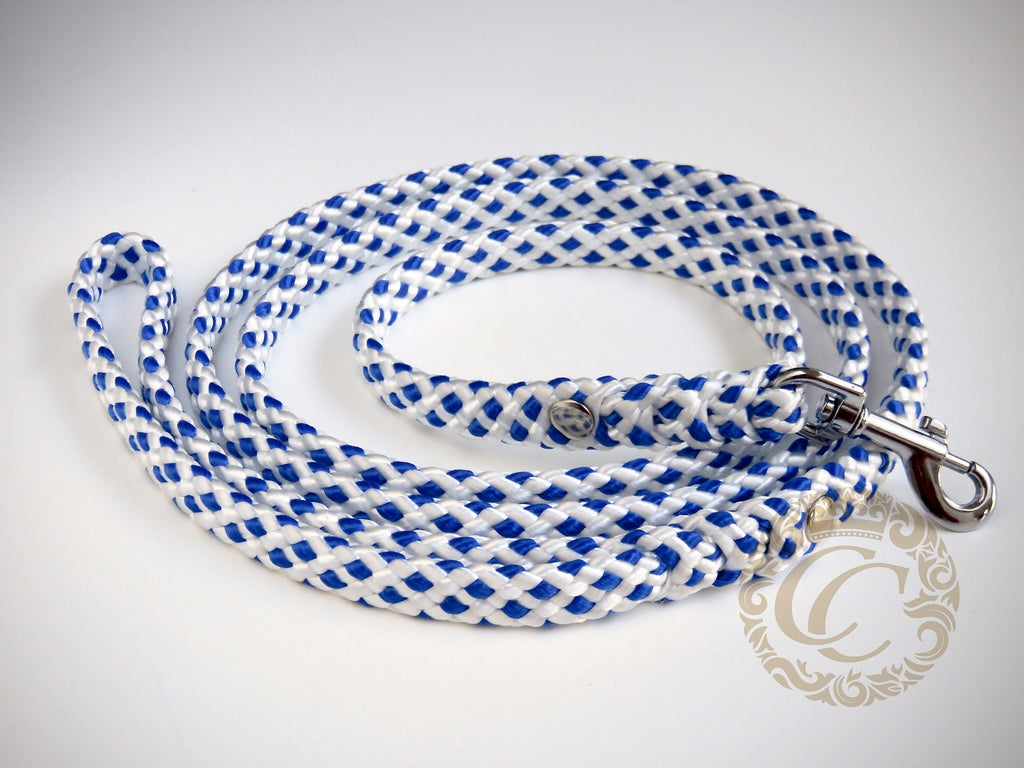 Dog leash for small & medium dogs Royal Blue Diamond Mini | Paracord Leashes | Dog leashes | CollarCrafts | custom dog leash | blue white dog leash | leashes for dogs | Dog leash | handmade dog leash | paracord leash for small dogs