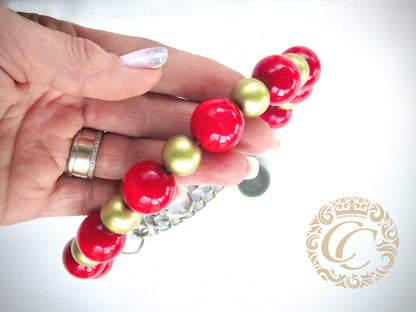 Dog collar Red Gold | Dog Collars | Red Gold dog Collar | Dog necklace Collars | CollarCrafts | dogcollar | collar | hondenhalsband | honden halsband | Martingale dog collar | bead dog collars | Custom made dog collar | Christmas dog collar | luxury dog collars | wooden bead dog collars | alu max com dog collars | beaded collars for dogs | Red dog collars | collarcrafts