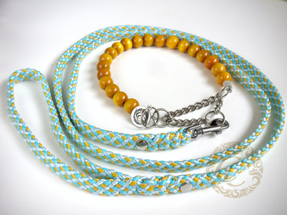 Dog leash for small & medium dogs Sky Blue Yellow | Dog Collars | Cat Collars | CollarCrafts | Dog collar "Trendy Turquoise" | design dog collar | beaded collars for dogs | Dog Collars | Cat Collars | CollarCrafts | dogcollar | collar | hondenhalsband | hondenband | Kattenhalsband | bead dog collars | cat mood collar | beaded dog collar | beaded dog collars | wooden bead dog collars | alu max com dog collars | beaded collars for dogs | rainbow dog collars | collarcrafts