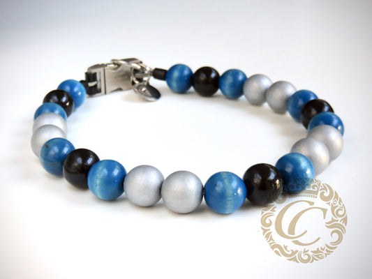 Handmade dog collar Blue Silver | Dog Collars | Cat Collars | CollarCrafts |  honden halsbanden | dogcollar | collar | hondenband | Kattenhalsband | bead dog collars | cat mood collar | beaded dog collar | beaded dog collars | wooden bead dog collars | alu max com dog collars | beaded collars for dogs | rainbow dog collars