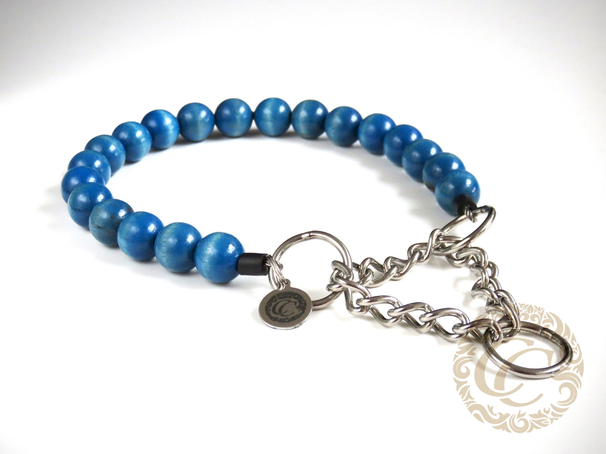 Dog collar Blue Sky Maxi | Dog Collars and leashes | Dog necklace Collars | CollarCrafts | dogcollar | collar | hondenhalsband | halsbanden en leibanden | bead dog collars | Martingale dog collar | Buckle dog collar | beaded dog collars | wooden bead dog collars | alu max com dog collars | designer collars for dogs | blue dog necklace