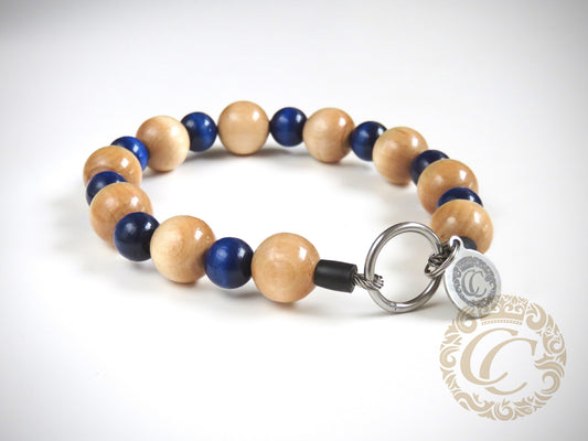 Dog collar Beige Blue | handmade dog collars | halsband | collarcrafts | dogcollar | collar | honden halsband | Natural beads dog collar | bead dog collars | Custom made dog neckwear | Luxury dog collar | Handmade dog collars | wooden bead dog collars | alu max com dog collars | Wooden beads collars for dogs | Natural dog collars