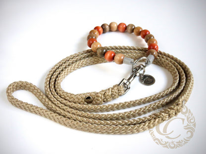 Handmade dog leash Beige Mini | CollarCrafts dog leashes and collars| paracord dog leash | doglead | leash small dogs | hondenband | Kattenleiband | bead dog collars and leashes | cat leash | beaded dog collar | beaded dog collars | wooden bead dog collars | alu max com dog collars | leashes for dogs | paracord dog leashes | collarcrafts