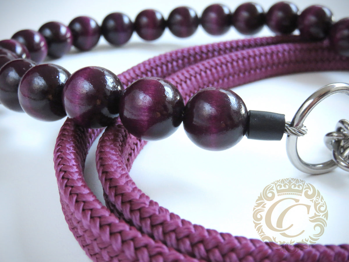 Handmade dog collar Aubergine Maxi | Dog Collars | jewelry dog Collars | CollarCrafts | dogcollar | collar | hondenhalsband | halsbanden en leibanden | halsbandset | unbreakable necklace for dog | chic dog collar | luxury dog collar | martingale dog collars | wooden beads dog collars | alu max com dog collars | beaded collars for dogs | purple dog collars