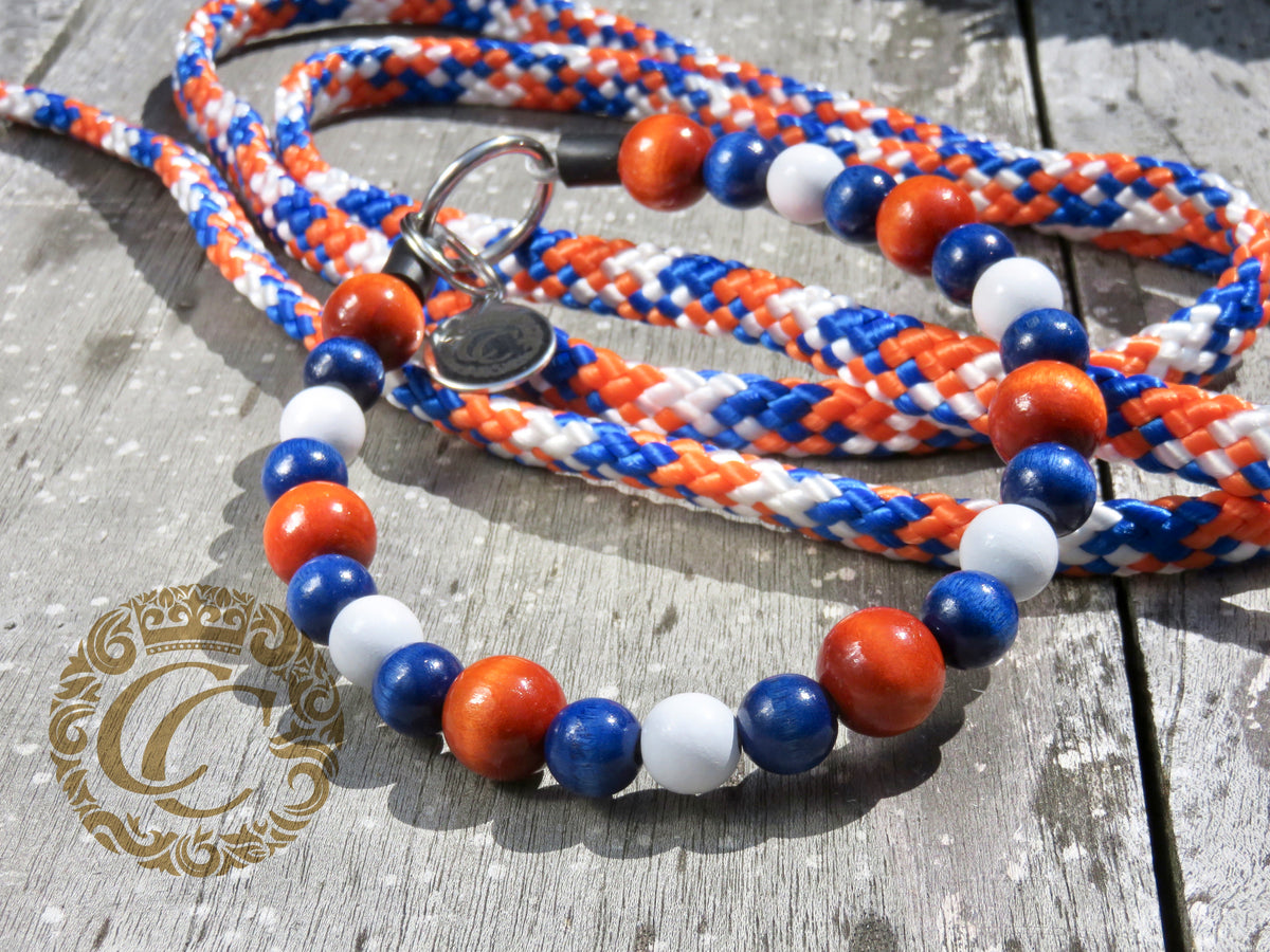 Dog collar Coast Guard | Dog collar orange blue white | beaded dog collar | Wooden beads dog collar | Unbreakable dog necklace | design dog collar | Buckle dog collar | Martingale dog collar | Luxury dog collar | Handmade dog collars | Marine dog collar | Summer dog collar 