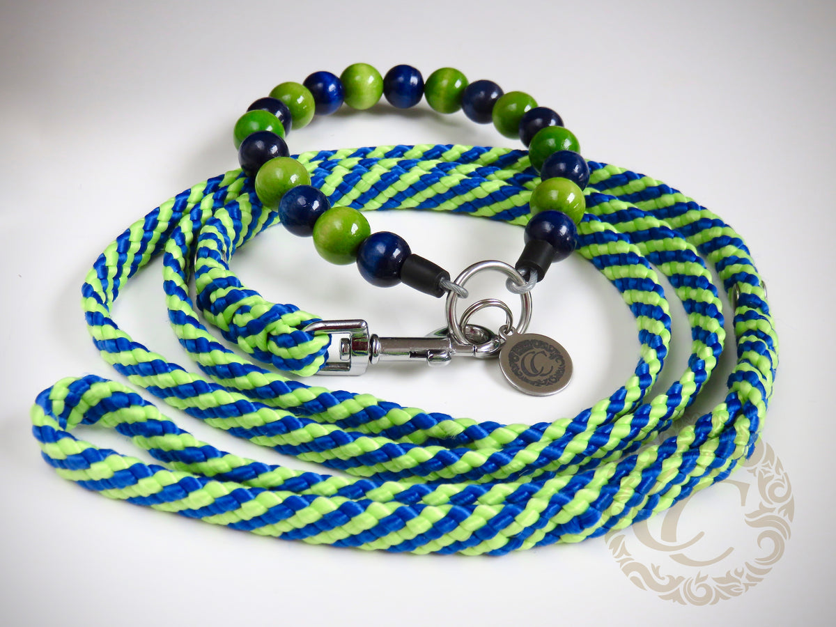 Dog leash for small & medium dogs Blue & Green | Dog Collars | Cat Collars | CollarCrafts | dogcollar | collar | hondenhalsband | hondenband | Kattenhalsband | bead dog collars | cat mood collar | beaded dog collar | beaded dog collars | wooden bead dog collars | alu max com dog collars | beaded collars for dogs | rainbow dog collars | collarcrafts