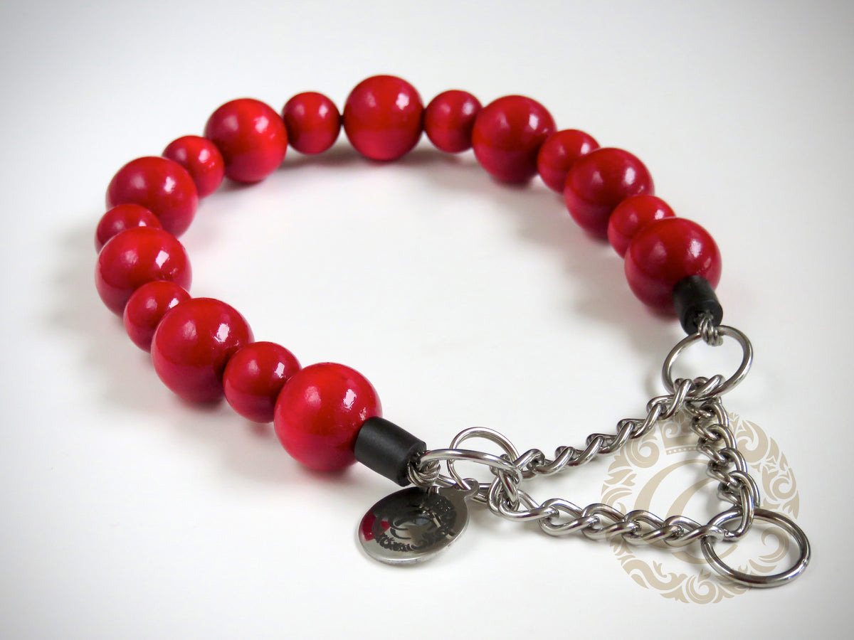 Dog collar Red Mix | Dog Collars | Custom made dog Collars | CollarCrafts | Design dog collars | leashes | dogcollar | collar | hondenhalsband | honden halsband | Red bead dog collar | Unbreakable dog necklace | Luxury dog collars | beaded dog collar | beaded dog collars | wooden bead dog collars | alu max com dog collars | beaded collars for dogs | red dog collars | collarcrafts