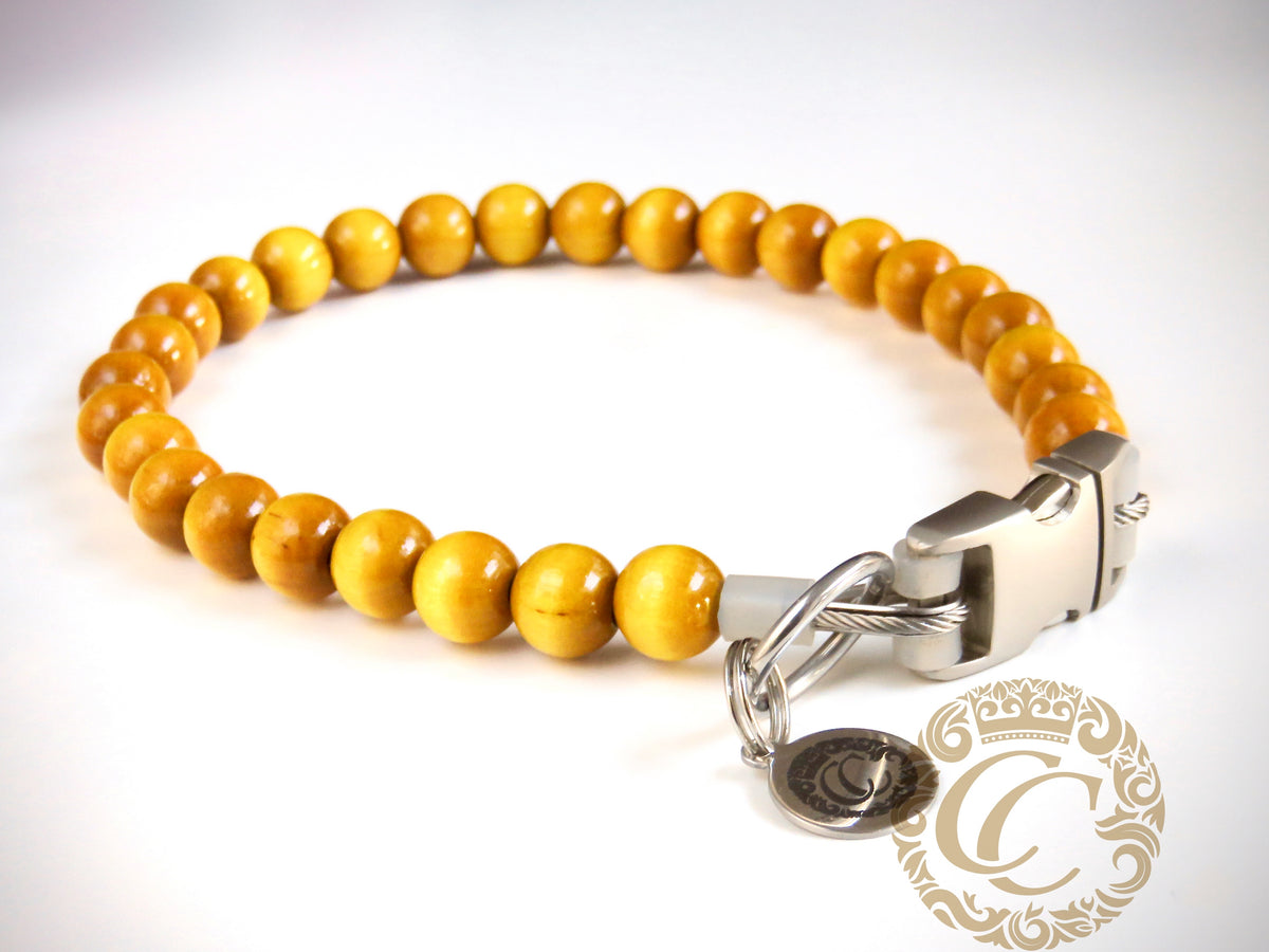 Dog collar "Yellow Mini" | Dog Collars | Cat Collars | CollarCrafts | dogcollar | collar | hondenband | Kattenhalsband | bead dog collars | cat mood collar | beaded dog collar | beaded dog collars | wooden bead dog collars | alu max com dog collars | beaded collars for dogs | rainbow dog collars