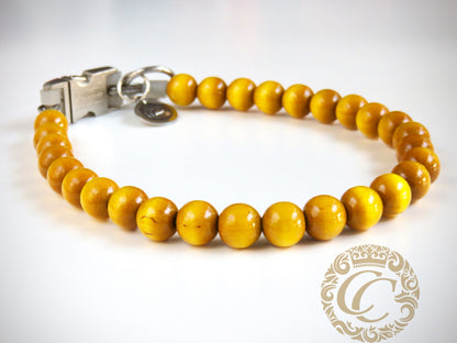Dog collar "Yellow Mini" | Dog Collars | Cat Collars | CollarCrafts | dogcollar | collar | hondenband | Kattenhalsband | bead dog collars | cat mood collar | beaded dog collar | beaded dog collars | wooden bead dog collars | alu max com dog collars | beaded collars for dogs | rainbow dog collars
