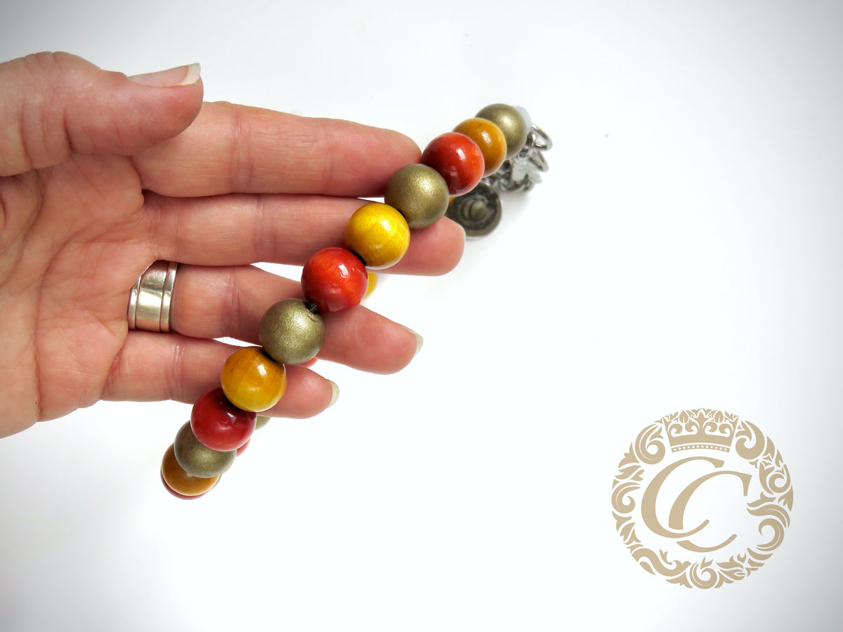 Dog collar Orange Yellow Gold Mini | dogcollar | collar | hondenband | Kattenhalsband | bead dog collars | cat mood collar | beaded dog collar | beaded dog collars | wooden bead dog collars | alu max com dog collars | beaded collars for dogs | rainbow dog collars