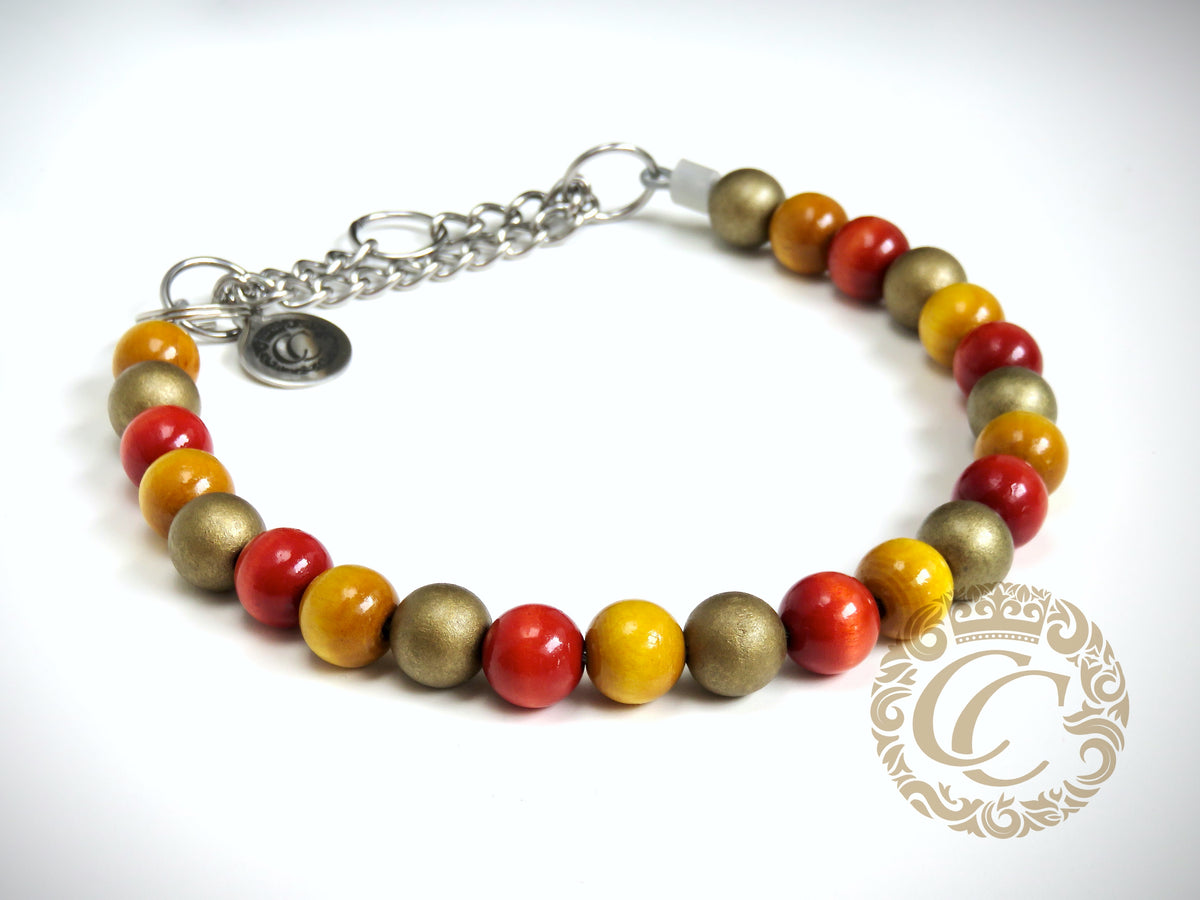 Dog collar Orange Yellow Gold Mini | dogcollar | collar | hondenband | Kattenhalsband | bead dog collars | cat mood collar | beaded dog collar | beaded dog collars | wooden bead dog collars | alu max com dog collars | beaded collars for dogs | rainbow dog collars