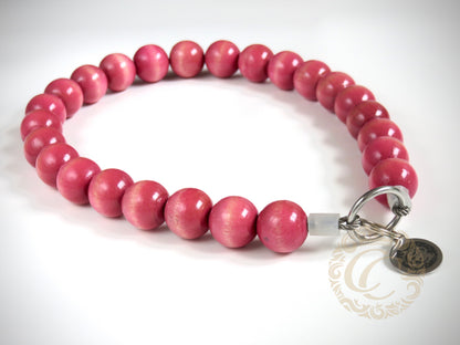 Handmade dog collar Pink Lady | Dog Collars | Cat Collars | CollarCrafts | dogcollar | collar | hondenhalsband | hondenband | Kattenhalsband | bead dog collars | cat mood collar | beaded dog collar | beaded dog collars | wooden bead dog collars | alu max com dog collars | beaded collars for dogs | rainbow dog collars | collarcrafts