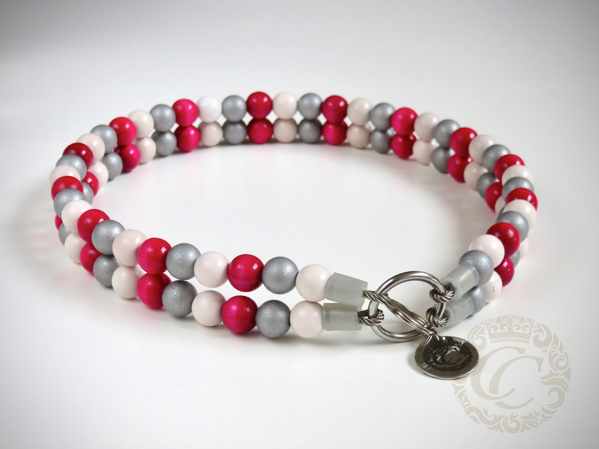 Dog collar Double Shiny Fuchsia | handmade dog collar | collarcrafts | dogcollar | halsband | dogcollar | collar | Kattenhalsband | bead dog collars | cat mood collar | beaded dog collar | beaded dog collars | wooden bead dog collars | alu max com dog collars | beaded collars for dogs | rainbow dog collars