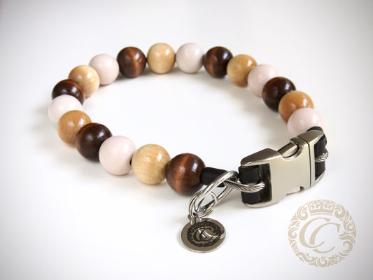 Handmade dog collar Brown Mix Maxi | Dog Collars | Cat Collars | CollarCrafts | dogcollar | collar | hondenband | Kattenhalsband | bead dog collars | cat mood collar | beaded dog collar | beaded dog collars | wooden bead dog collars | alu max com dog collars | beaded collars for dogs | rainbow dog collars