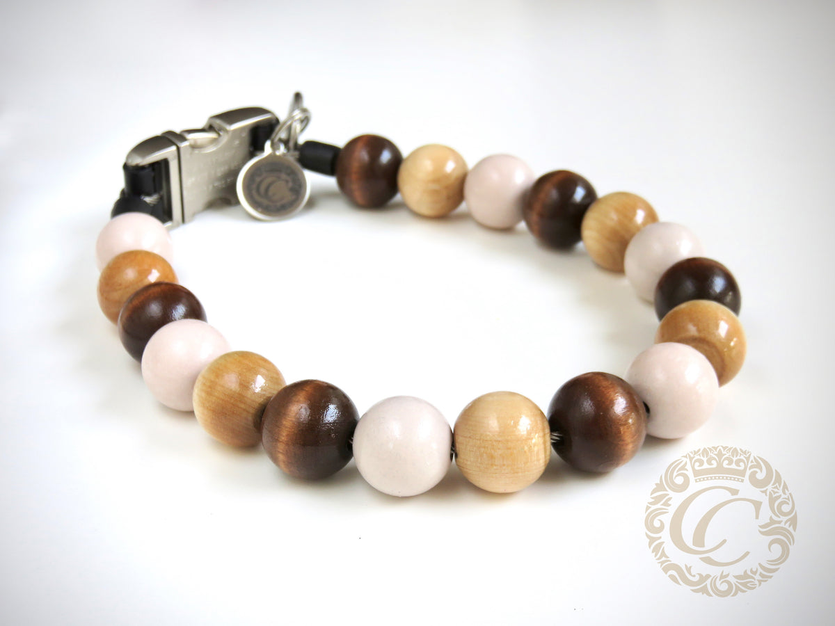 Handmade dog collar Brown Mix Maxi | Dog Collars | Cat Collars | CollarCrafts | dogcollar | collar | hondenband | Kattenhalsband | bead dog collars | cat mood collar | beaded dog collar | beaded dog collars | wooden bead dog collars | alu max com dog collars | beaded collars for dogs | rainbow dog collars