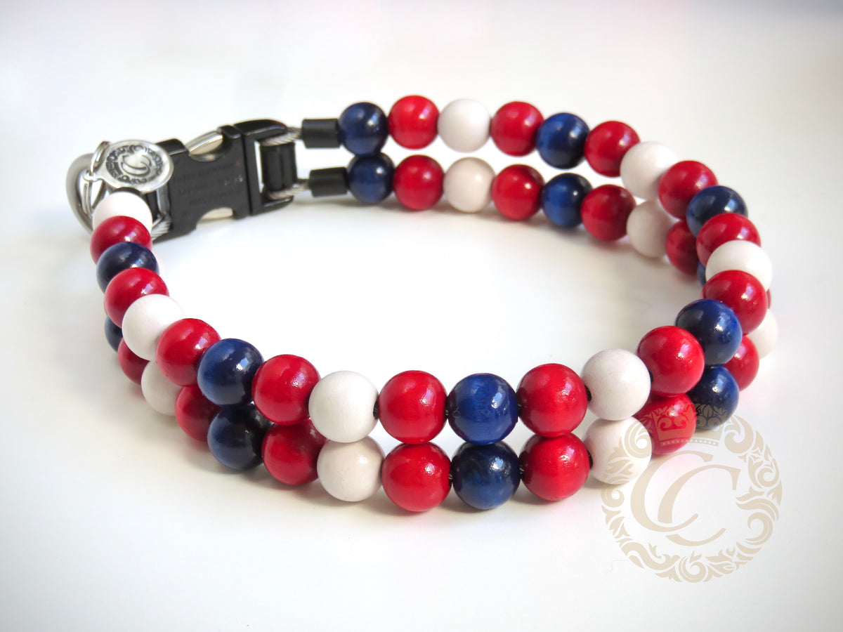 Dog collar "4th July" | Dog Collars | CollarCrafts | dogcollar | collar | bead dog collars | cat mood collar | beaded dog collar | beaded dog collars | wooden bead dog collars | alu max com dog collars | beaded collars for dogs | rainbow dog collars