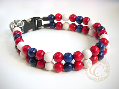 Dog collar "4th July" | Dog Collars | CollarCrafts | dogcollar | collar | bead dog collars | cat mood collar | beaded dog collar | beaded dog collars | wooden bead dog collars | alu max com dog collars | beaded collars for dogs | rainbow dog collars