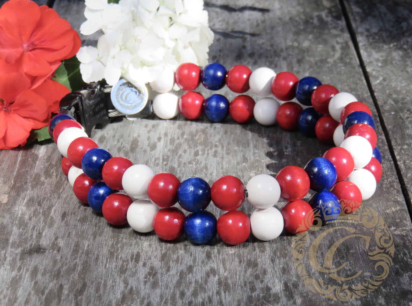 Dog collar "4th July" | Dog Collars | CollarCrafts | dogcollar | collar | bead dog collars | cat mood collar | beaded dog collar | beaded dog collars | wooden bead dog collars | alu max com dog collars | beaded collars for dogs | rainbow dog collars