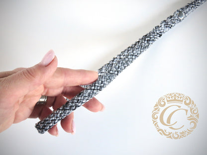 Dog leash for small & medium dogs Black Silver | collarcrafts leash handmade | dogleash | leash paracord | hondenleiband | leiband | dag leash small dog | cat leash | mini dog leash