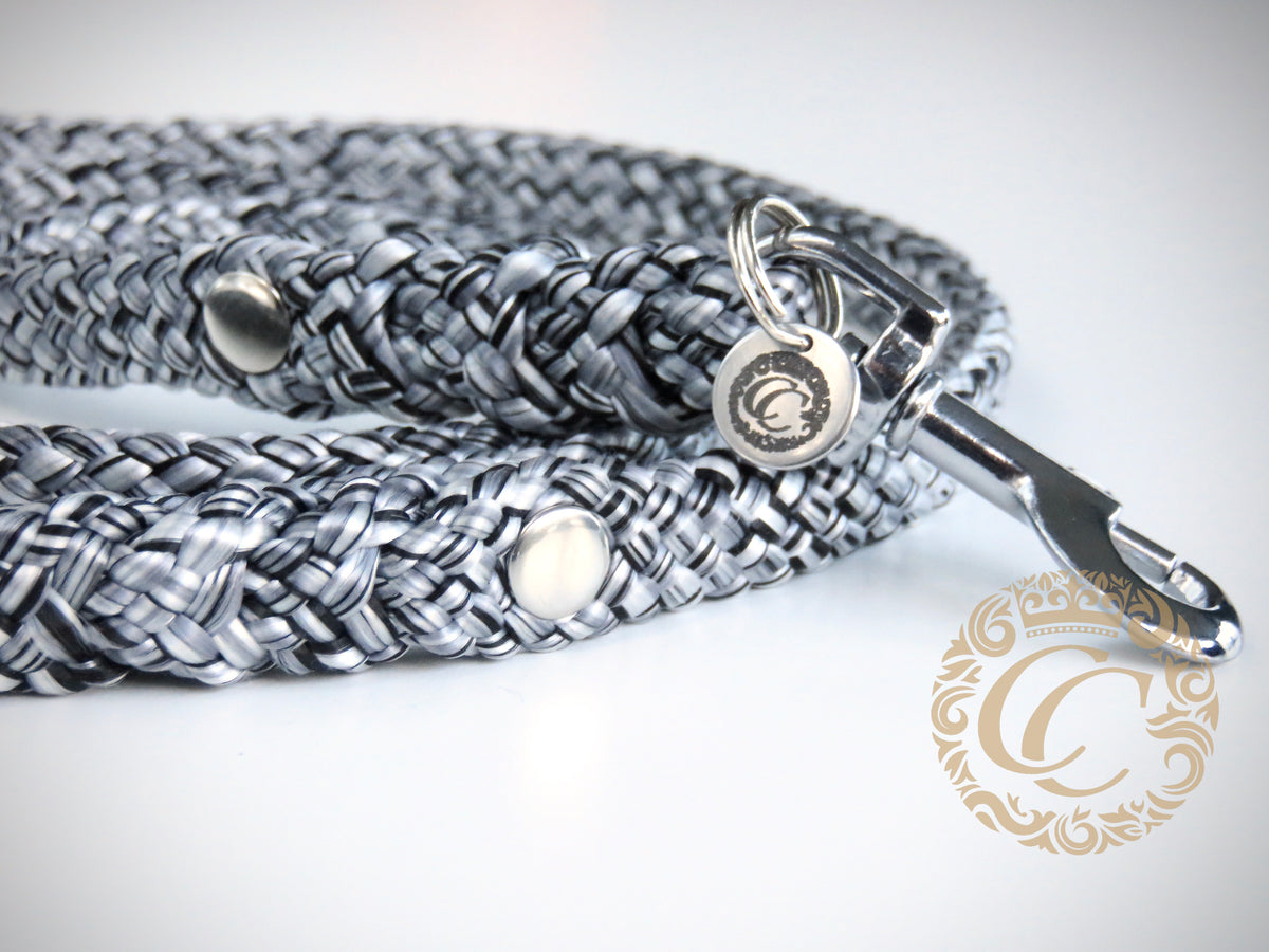 Dog leash for small & medium dogs Black Silver | collarcrafts leash handmade | dogleash | leash paracord | hondenleiband | leiband | dag leash small dog | cat leash | mini dog leash