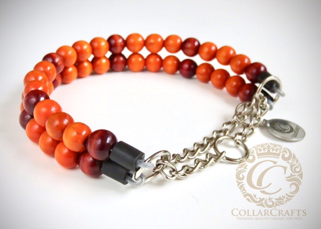 Handmade dog collar Double Foxy | Dog Collars | CollarCrafts | halsbanden | dogcollar | collar | bead dog collars | mood collar | beaded dog collar | beaded dog collars | wooden bead dog collars | alu max com dog collars | beaded collars for dogs | rainbow dog collars