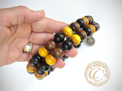 Dog collar "Double Midi Yellow" | Dog Collars | Cat Collars | CollarCrafts | dogcollar | collar | hondenhalsband | hondenband | Kattenhalsband | bead dog collars | cat mood collar | beaded dog collar | beaded dog collars | wooden bead dog collars | alu max com dog collars | beaded collars for dogs | rainbow dog collars | collarcrafts