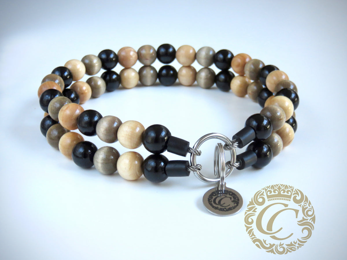 Dog collar "Double Midi Gray" | Dog Collars | CollarCrafts | dogcollar | collar | bead dog collars | mood collar | beaded dog collar | beaded dog collars | wooden bead dog collars | alu max com dog collars | beaded collars for dogs | rainbow dog collars | collarcrafts