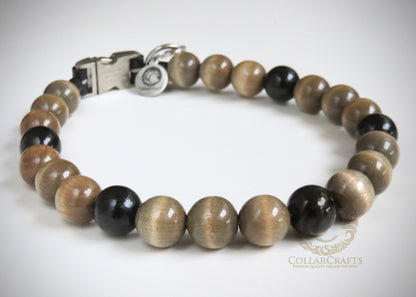 Dog collar Natural Gray | Luxury dog collar | hondenhalsband | handmade dog collar | bead dog collars | Buckle dog collar | beaded dog collar | Martingale dog collars | wooden bead dog collars | alu max com dog collars | beaded collars for dogs | brown beads dog collars | dogcollar | collar | hondenhalsband | ubreakable dog necklace | chic dog collars | durable dog necklace | collarcrafts