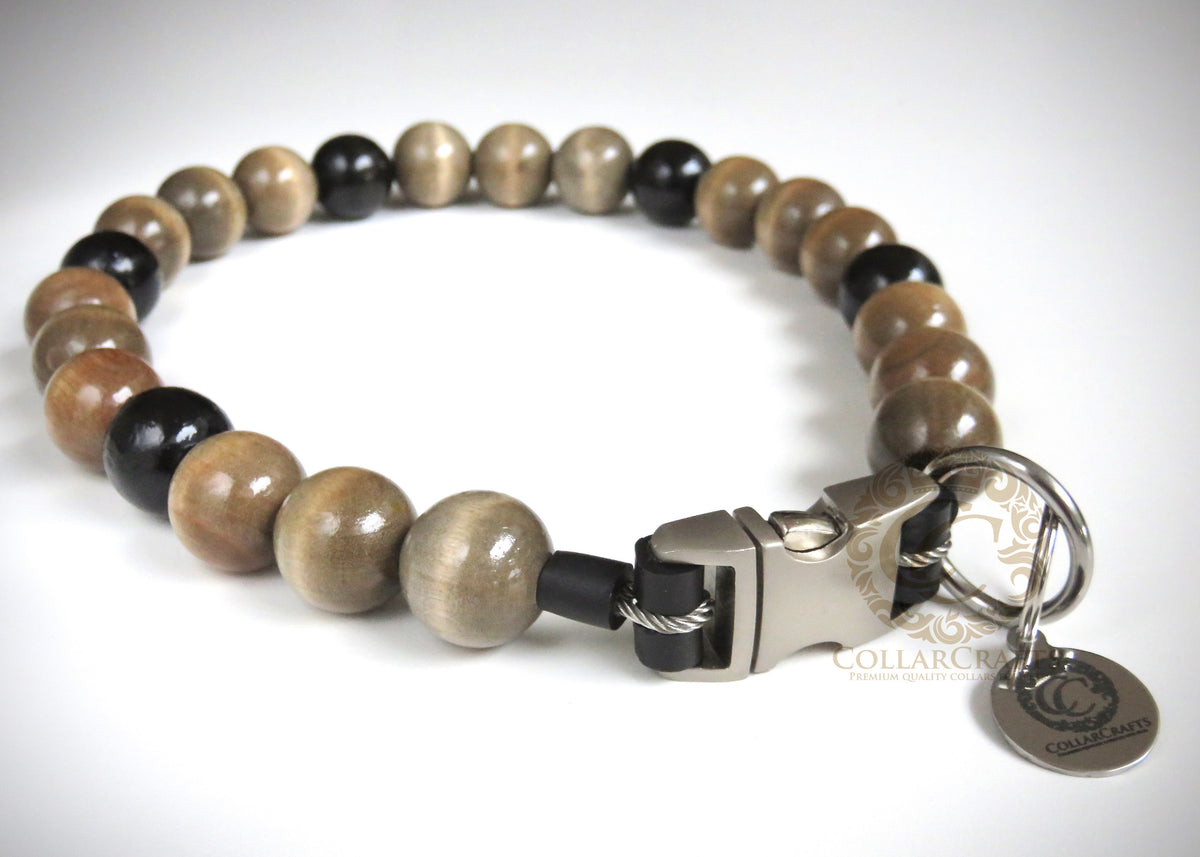 Dog collar Natural Gray | Luxury dog collar | hondenhalsband | handmade dog collar | bead dog collars | Buckle dog collar | beaded dog collar | Martingale dog collars | wooden bead dog collars | alu max com dog collars | beaded collars for dogs | brown beads dog collars | dogcollar | collar | hondenhalsband | ubreakable dog necklace | chic dog collars | durable dog necklace | collarcrafts