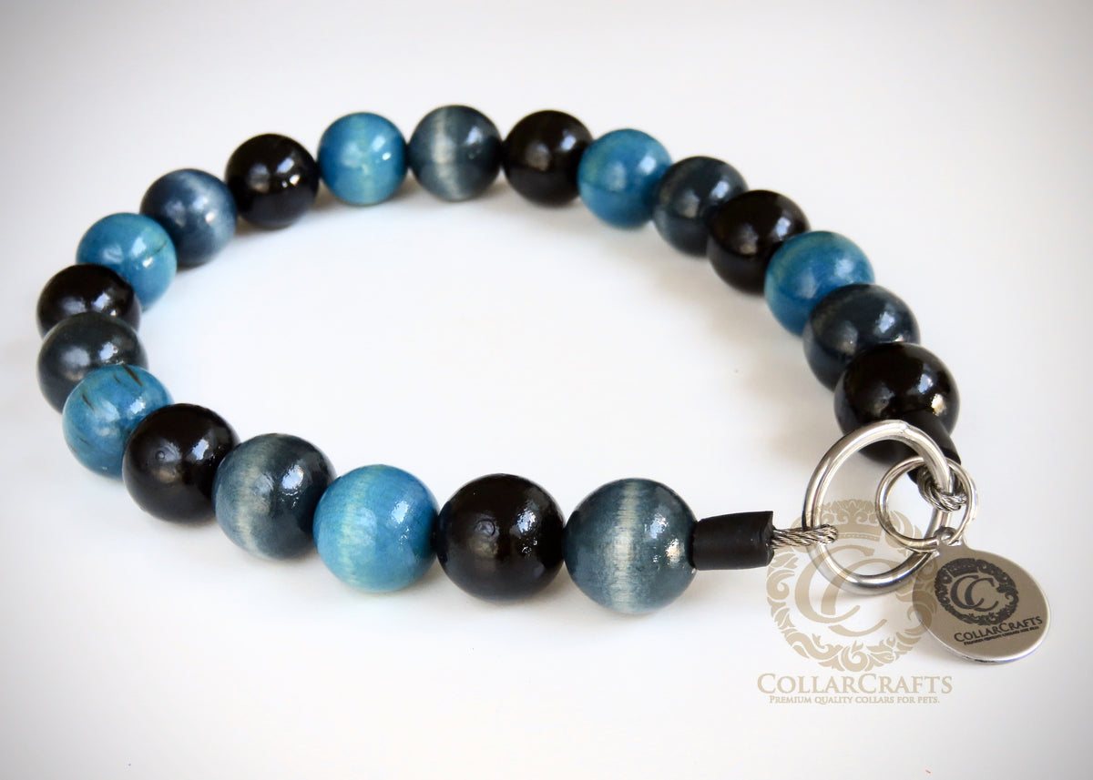 Handmade dog collar Blue Dark | Dog Collars | Cat Collars | CollarCrafts | dogcollar | collar | hondenband | Kattenhalsband | bead dog collars | cat mood collar | beaded dog collar | beaded dog collars | wooden bead dog collars | alu max com dog collars | beaded collars for dogs | rainbow dog collars