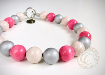 Dog collar Shiny Girl | Girly dog collar | dog collar | hondenlalsband | Pink Silver dog collar | bead dog collars | Luxury dog collars | beaded dog collar | beaded dog collars | wooden bead dog collars | alu max com dog collars | beaded collars for dogs | Pink dog collars | Martingale dog collars | Buckle dog collars | Holidays dog collars | Wedding dog collars | CollarCrafts