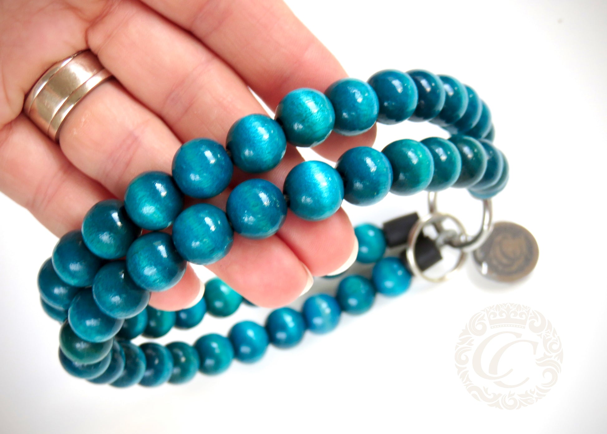 Dog collar Double Aquamarine | Dog Collars | Cat Collars | CollarCrafts | dogcollar | collar | hondenband | Kattenhalsband | bead dog collars | cat mood collar | beaded dog collar | beaded dog collars | wooden bead dog collars | alu max com dog collars | beaded collars for dogs | rainbow dog collars