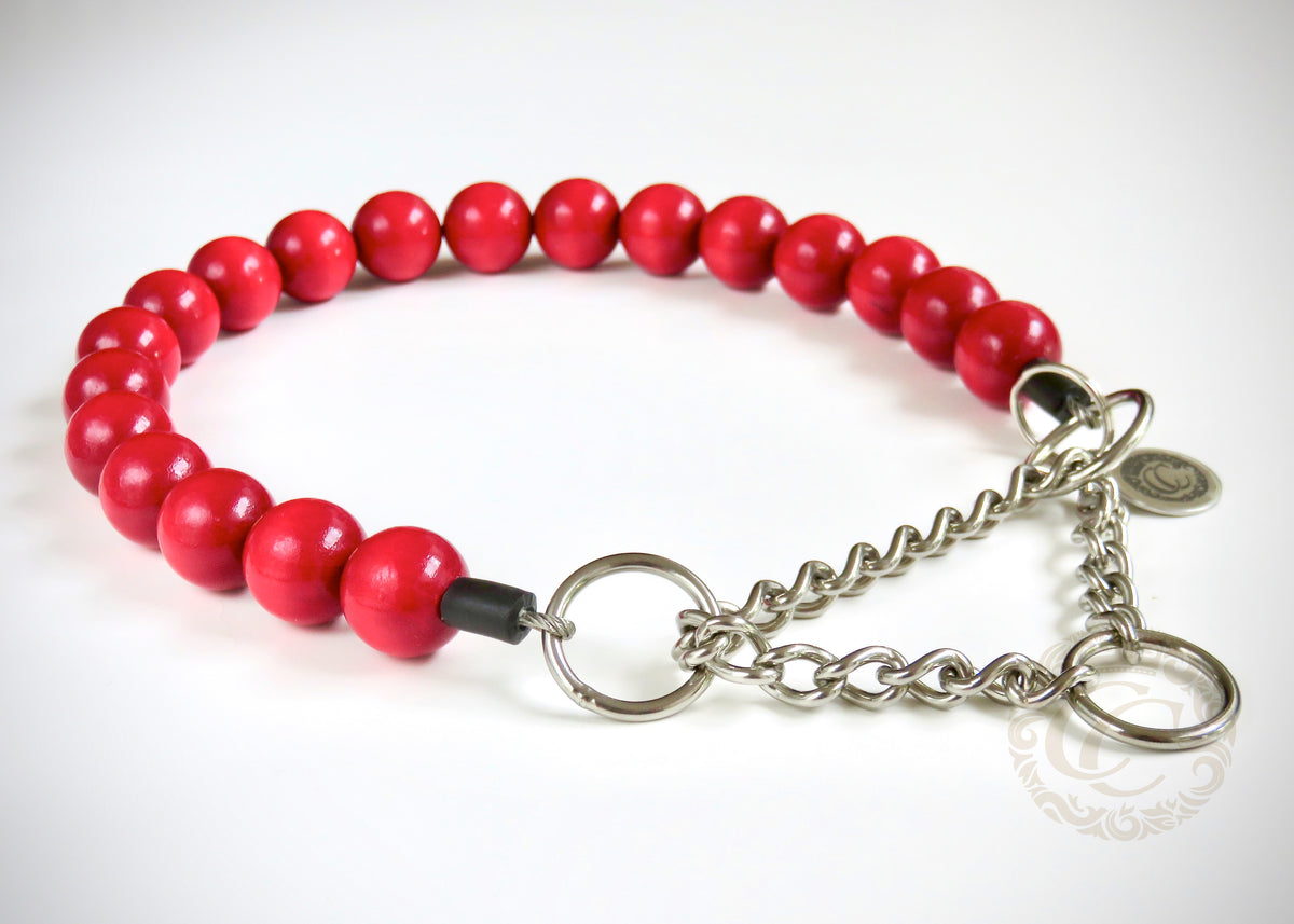 Dog collar Sweet Cherry | Red dog collar |designer dog collar | luxury dog collars | hondenhalsband | collarcrafts | halsband | dogcollar | collar | honden halsketting | rode halsband | bead dog collars | red collar leash set | dog necklace collar | martingale dog collars | wooden bead dog collars | alu max com dog collars | beaded collars for dogs | red dog collars