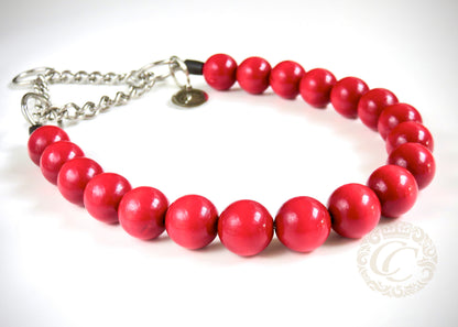 Dog collar Sweet Cherry | Red dog collar |designer dog collar | luxury dog collars | hondenhalsband | collarcrafts | halsband | dogcollar | collar | honden halsketting | rode halsband | bead dog collars | red collar leash set | dog necklace collar | martingale dog collars | wooden bead dog collars | alu max com dog collars | beaded collars for dogs | red dog collars