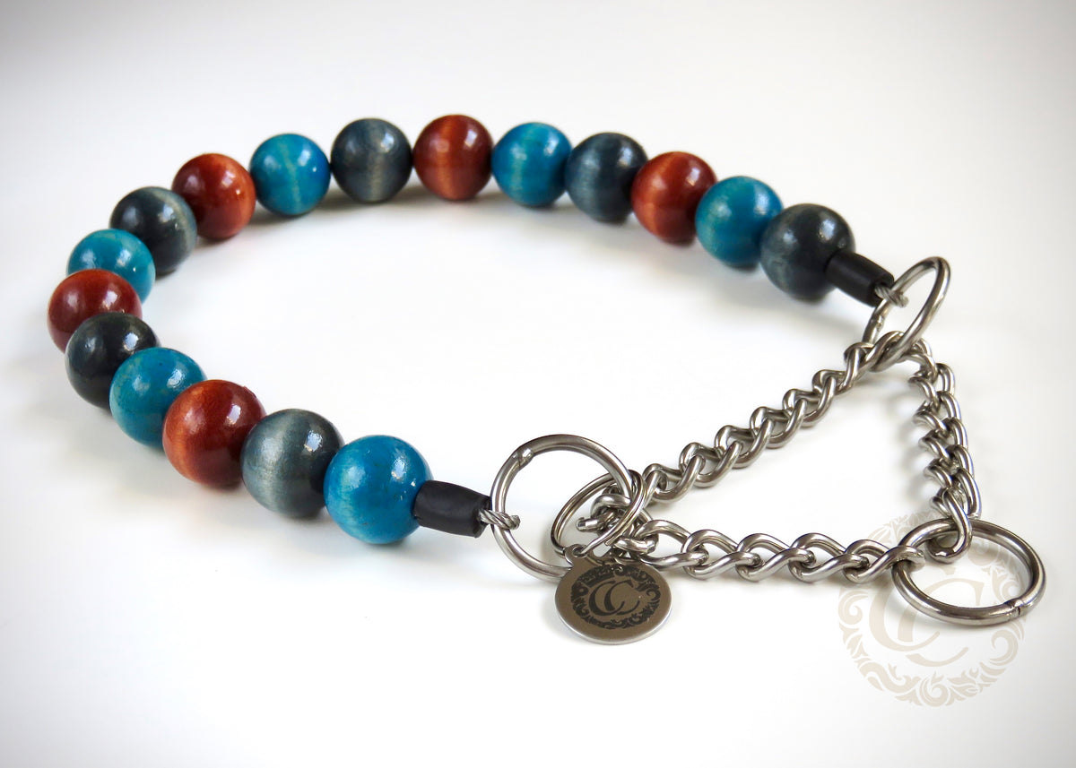 Dog collar "Jeans" | Dog Collars | Cat Collars | CollarCrafts | dogcollar | collar | hondenband | Kattenhalsband | bead dog collars | cat mood collar | beaded dog collar | beaded dog collars | wooden bead dog collars | alu max com dog collars | beaded collars for dogs