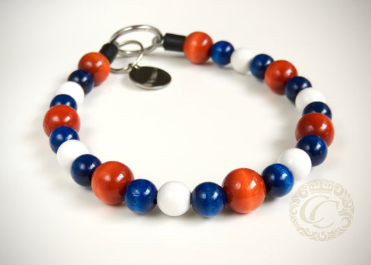 Dog collar Coast Guard | Dog collar orange blue white | beaded dog collar | Wooden beads dog collar | Unbreakable dog necklace | design dog collar | Buckle dog collar | Martingale dog collar | Luxury dog collar | Handmade dog collars | Marine dog collar | Summer dog collar  