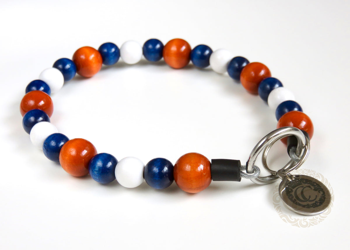 Dog collar Coast Guard | Dog collar orange blue white | beaded dog collar | Wooden beads dog collar | Unbreakable dog necklace | design dog collar | Buckle dog collar | Martingale dog collar | Luxury dog collar | Handmade dog collars | Marine dog collar | Summer dog collar 