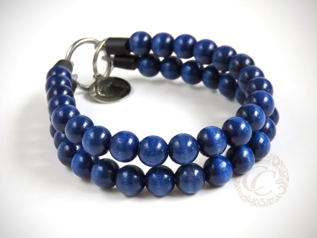 Dog collar Double Royal Blue Mini | designer dog collar | honden halsband | collarcrafts | dogcollar | collar | wedding dog collar | collar | bead dog collars | cat mood collar | luxury dog collar | beaded dog collars | wooden bead dog collars | alu max com dog collars | beaded collars for dogs | royal blue dog collars | collarcrafts