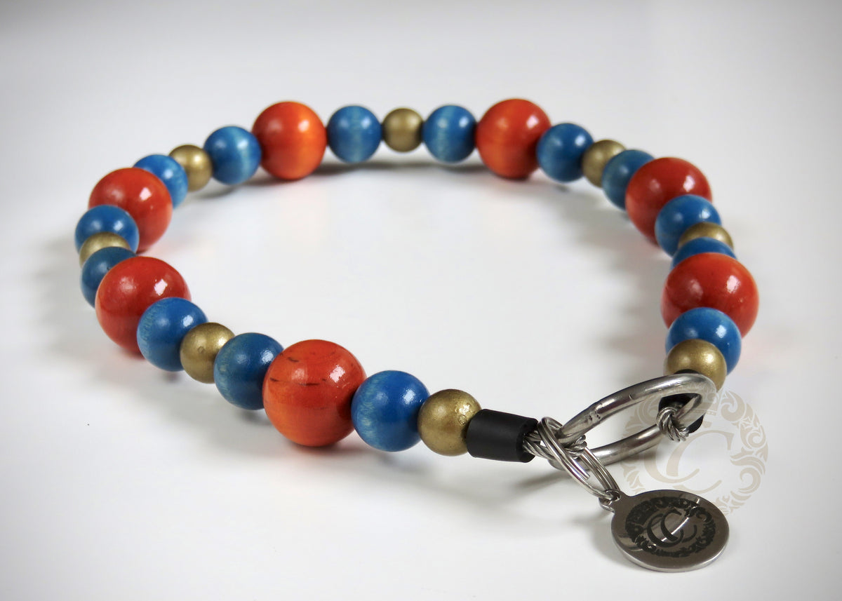 Dog collar October Fun | Luxury Dog Collars | Cat Collars | CollarCrafts | dogcollar | collar | handmade dog collars | hondenband | halsband | buckle dog collars | martingale collar | beaded dog collar | beaded dog collars | wooden bead dog collars | alu max com dog collars | beaded collars for dogs | Orange Blue Gold dog collars | collarcrafts