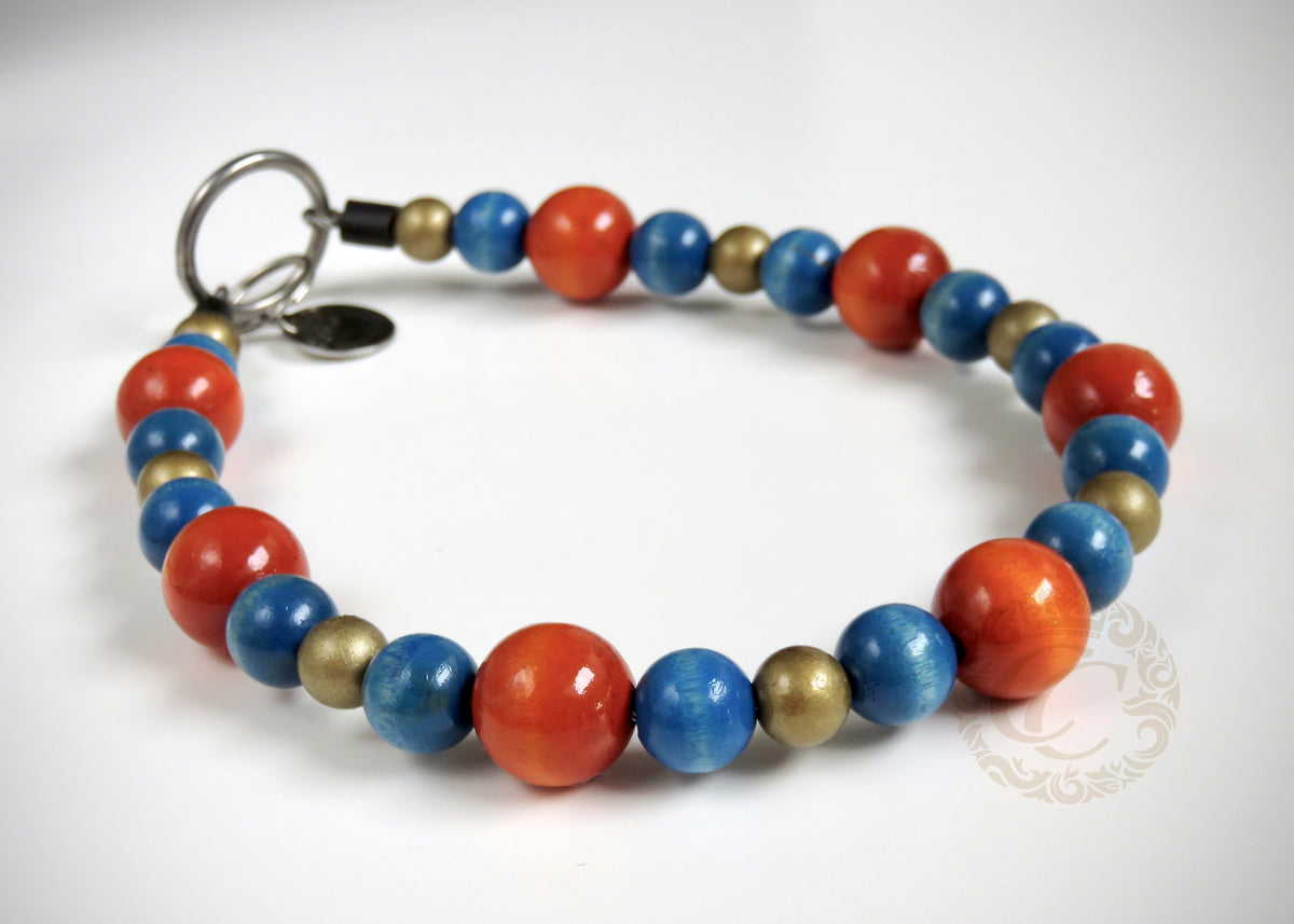 Dog collar October Fun | Luxury Dog Collars | Cat Collars | CollarCrafts | dogcollar | collar | handmade dog collars | hondenband | halsband | buckle dog collars | martingale collar | beaded dog collar | beaded dog collars | wooden bead dog collars | alu max com dog collars | beaded collars for dogs | Orange Blue Gold dog collars | collarcrafts